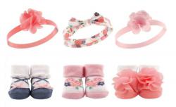 6-Piece Hudson Baby Matching Headband &amp; Socks Giftset (0-9 Months): Cora