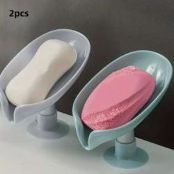 Leaf Shaped Soap Dish No Punch Vertical Suction Cup Waterless Soap Holder Laundr