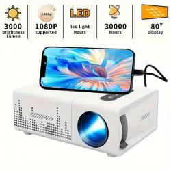 1pc Mini Home Theater Projector, LED Light Source, 110V/220V Power Supply, Indoo