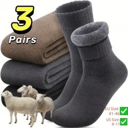 3 Pairs of Winter Thickened Wool Socks Snow Men'S 