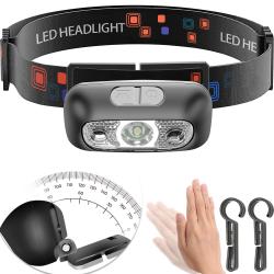 Headlamp, USB-C Rechargeable,90-Degree Adjustable,Flashlight with Motion Sensor,