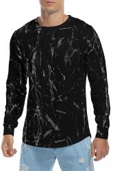KESIHAN Men's Hip Hop Wave Round Hem T-Shirt Round