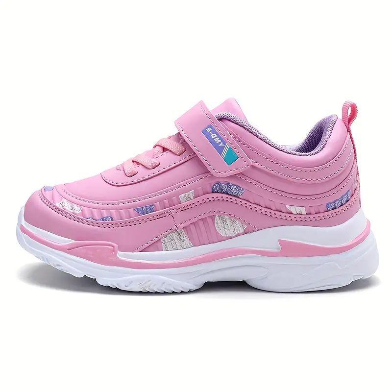 Girl's Solid Sneakers With Hook & Loop Fastene