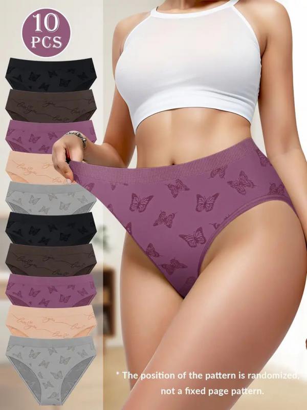 10-Pack Women'S Low-Rise Briefs with Butterfly Pri